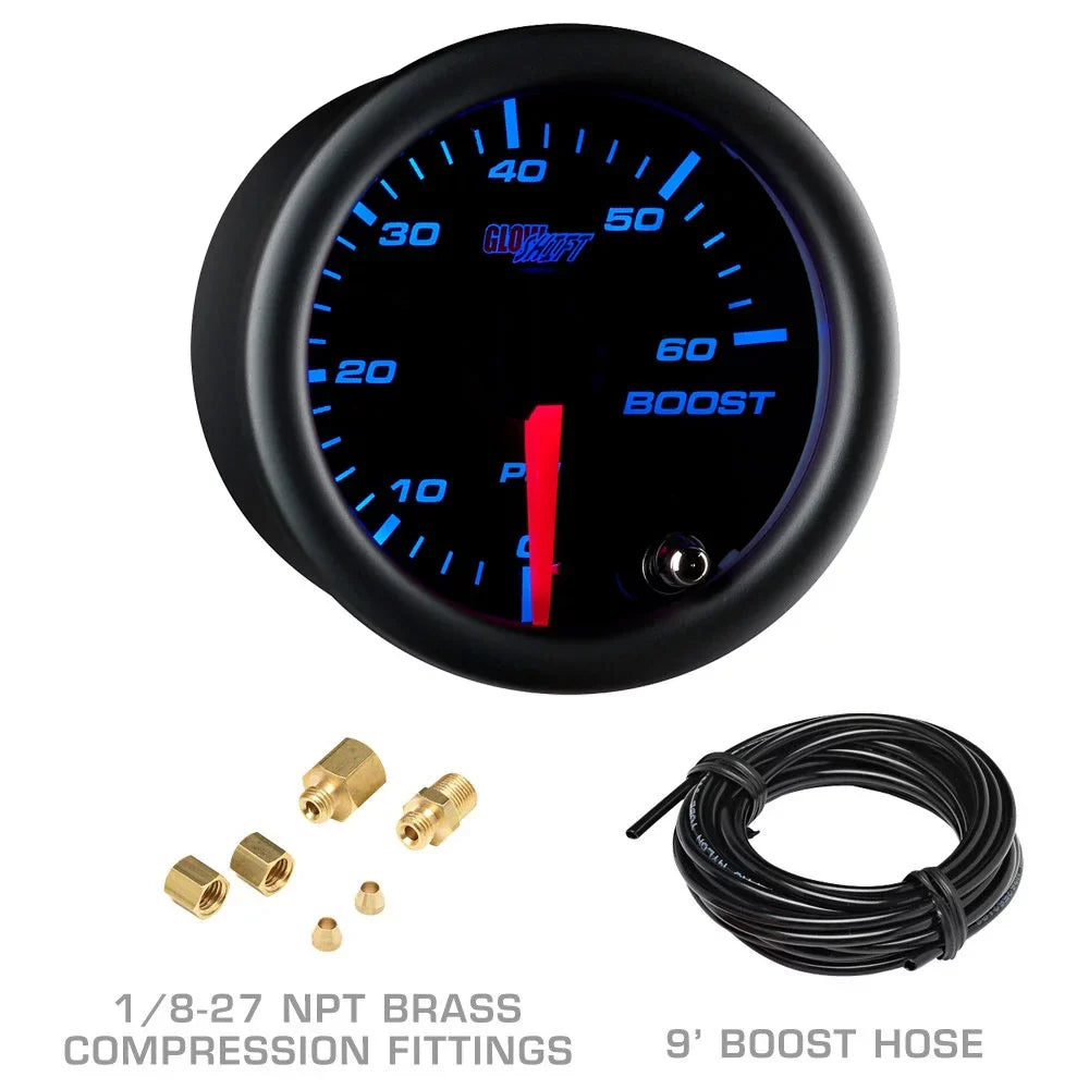 GlowShift 2014-2019 Chevrolet Silverado Duramax Tan Triple Gauge Package with Black 7 Color DS1 Gauge Set