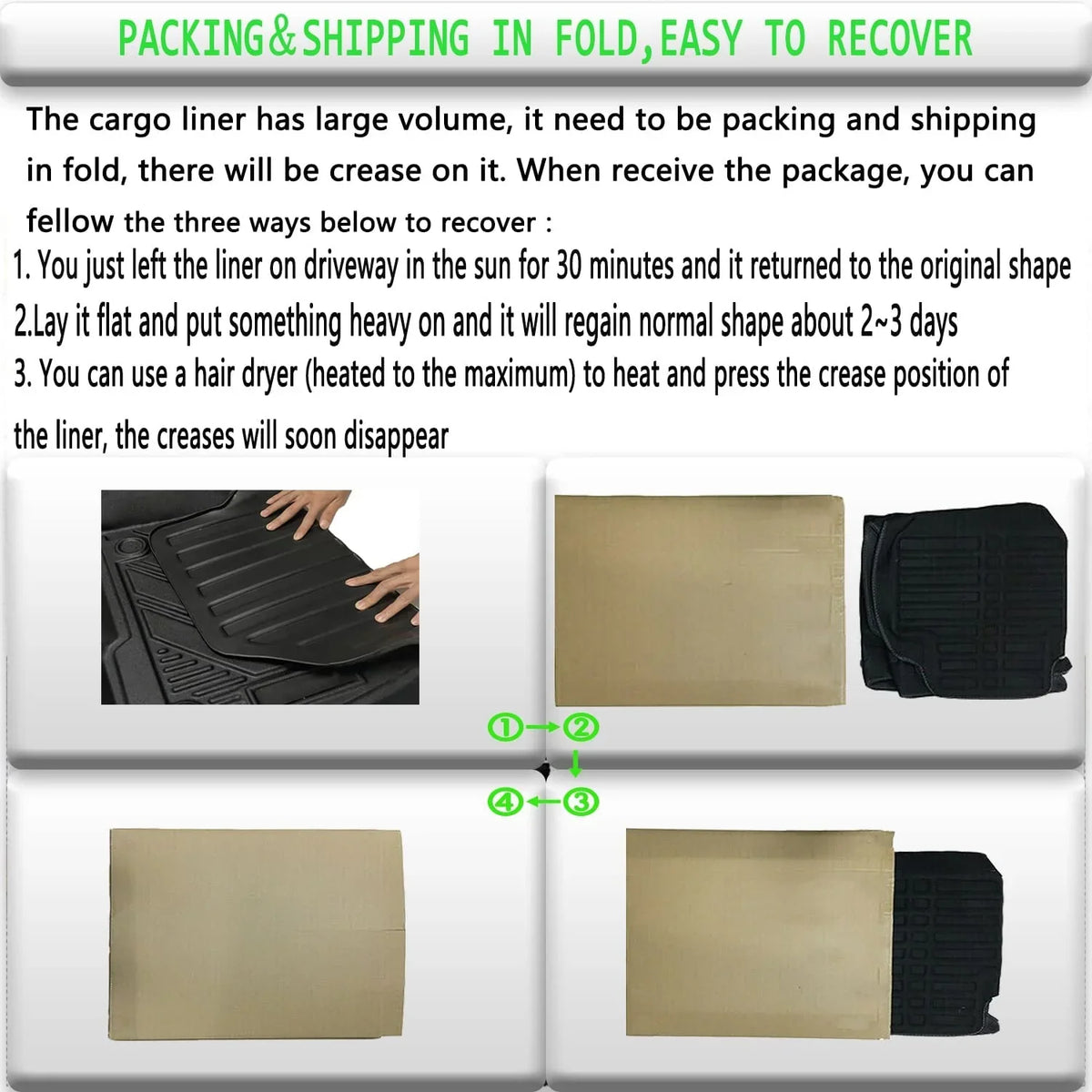 TPO Cargo Mats Cargo Liner Protection For 2017-2022 Honda CRV All Weather No Hybrid