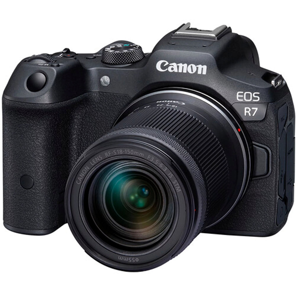 Canon EOS R7 Mirrorless Camera with RF-S 18-150mm IS STM + EF 75-300mm III + 420-800mm HD Lenses, Accessories included: 2X 64GB Memory Cards, LED Video Light, Microphone, Extra Battery, Case & More