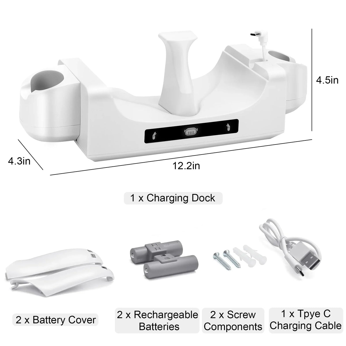 EEEkit Charging Station Fit for Oculus/Meta Quest 3 Headset and Controller, Dual-use Charging Stand with 2 Rechargeable Batteries, Battery Wrap Wall Mount Charging Dock