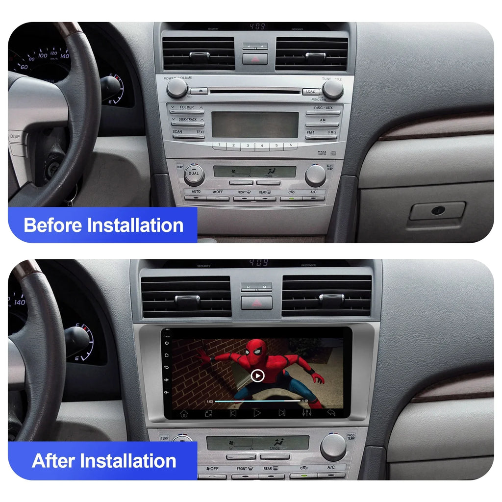 2+32G Android 10 Double Din Car Stereo for Toyota Carmy 2006-2011 with 9 Inch Touchscreen Radio Built-in Wireless Carplay/Android Auto/GPS/Bluetooth/FM/AUX-in/Steering Wheel Control/Backup Camera