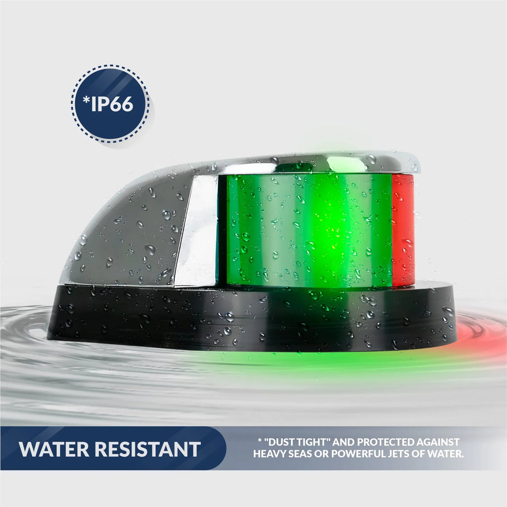 Five Oceans Ship Navigation Lights - LED Bow Light, Navigation Lights for Craft LED Red and Green, Craft Lights Navigation Horizontal Mount Bi-Color Light, 12V, USCG Rules 2NM - FO4429