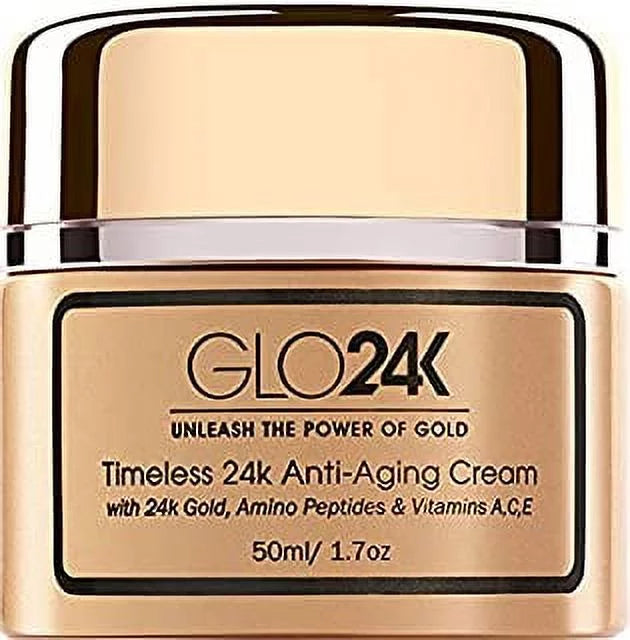 GLO24K 24k Gold Anti-Aging Cream with Vitamins, Hyaluronic Acid, Retinol