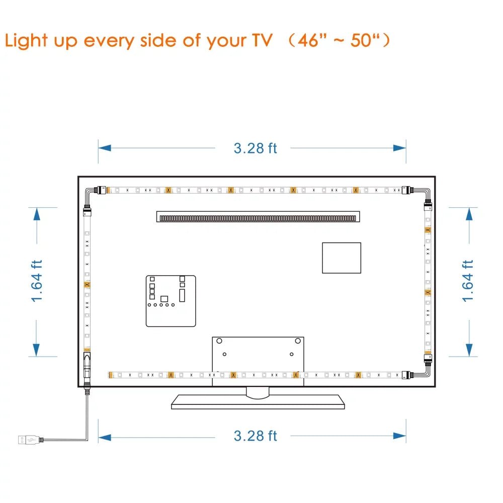 Led TV Backlight, Bason 8.33ft USB Led Lights Strip for TV/Monitor Backlight, Led Strip Light with Remote, TV Bias Lighting for Room Home Movie Decor.(42-50inch)