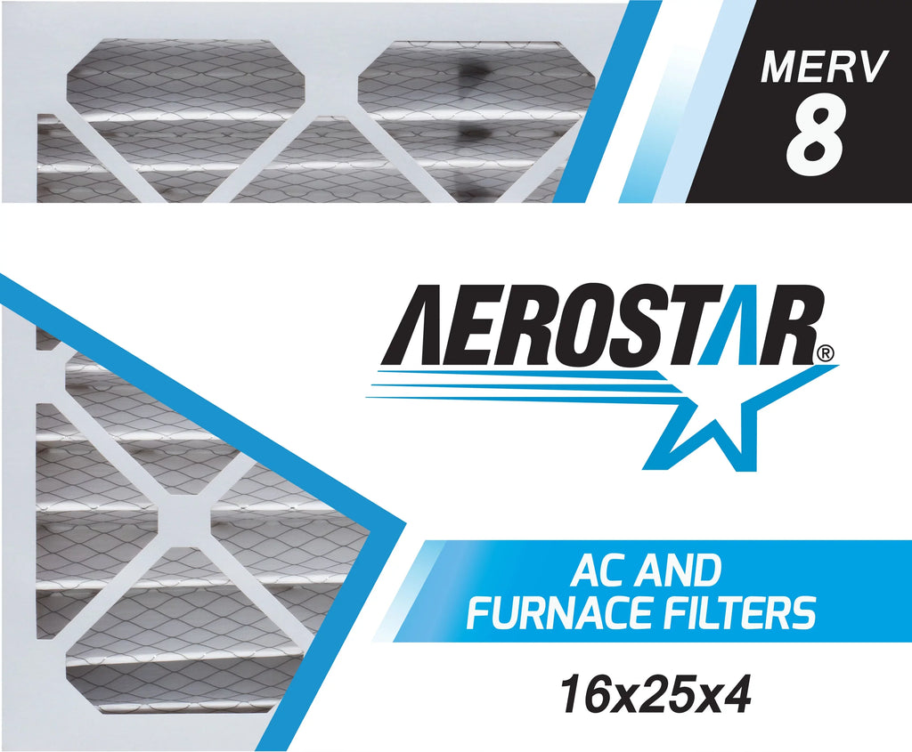Aerostar 16x25x4 AC and Furnace Filter - Merv 8, Box of 3