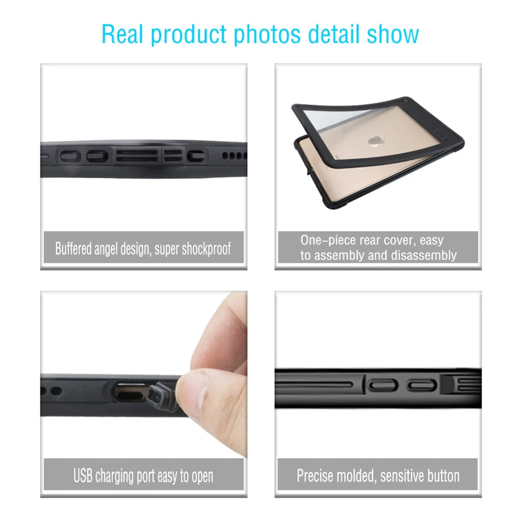 Protection iPad Air 3 Case 2019 Waterproof, iPad Pro 10.5 Case Rugged Full Body Protective Transparent Wrap with Built in Screen Protector Shockproof Case for iPad Air 3 2019/ iPad Pro 10.5 2017,Black