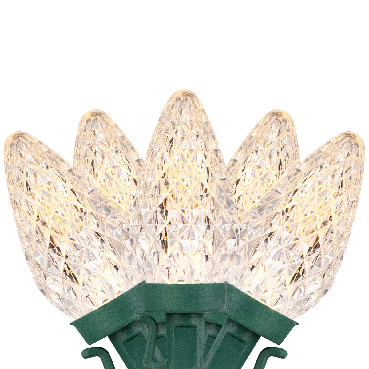 Northlight 100ct Warm White LED Faceted C9 Christmas Lights, 66ft Green Wire