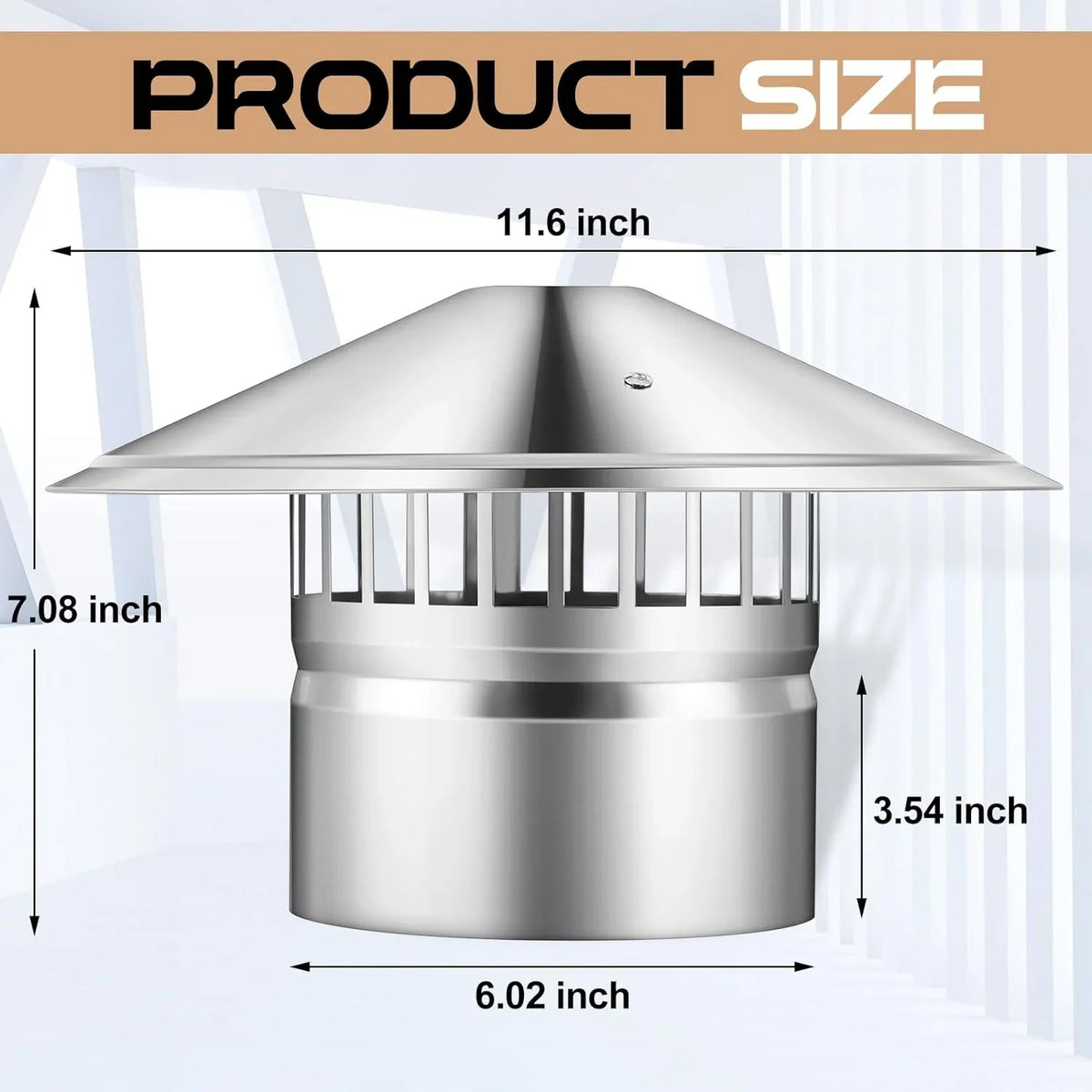 6 Inch Cone Top Chimney Cap Stainless Steel Cone Cap with Screen Chimney Protection Outside Roof Silver Fireplace Screen Protection Exterior Stove Pipe Topper for Vent Flue Family Kitchen Cooking