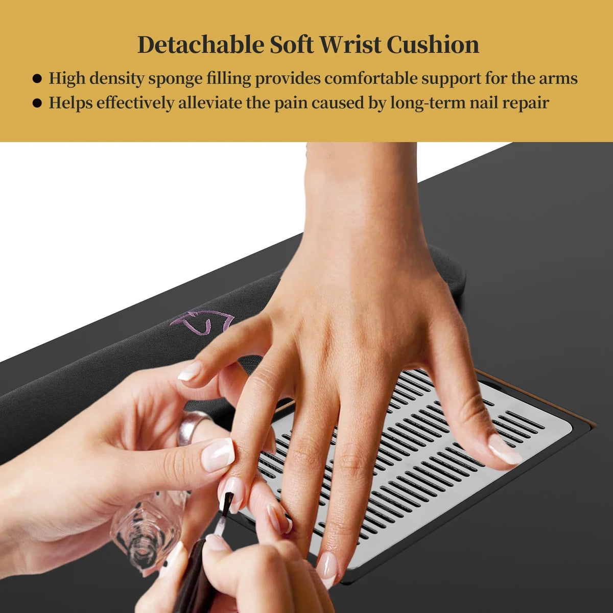 LUXMARS Manicure Table Nail Desk for Technician, Nail Table w/ Electric Dust Collector & Wrist Rest Cushion, Acetone Resistant Nail Table Station w/Lockable Wheels & Drawers & Cabinet - Black