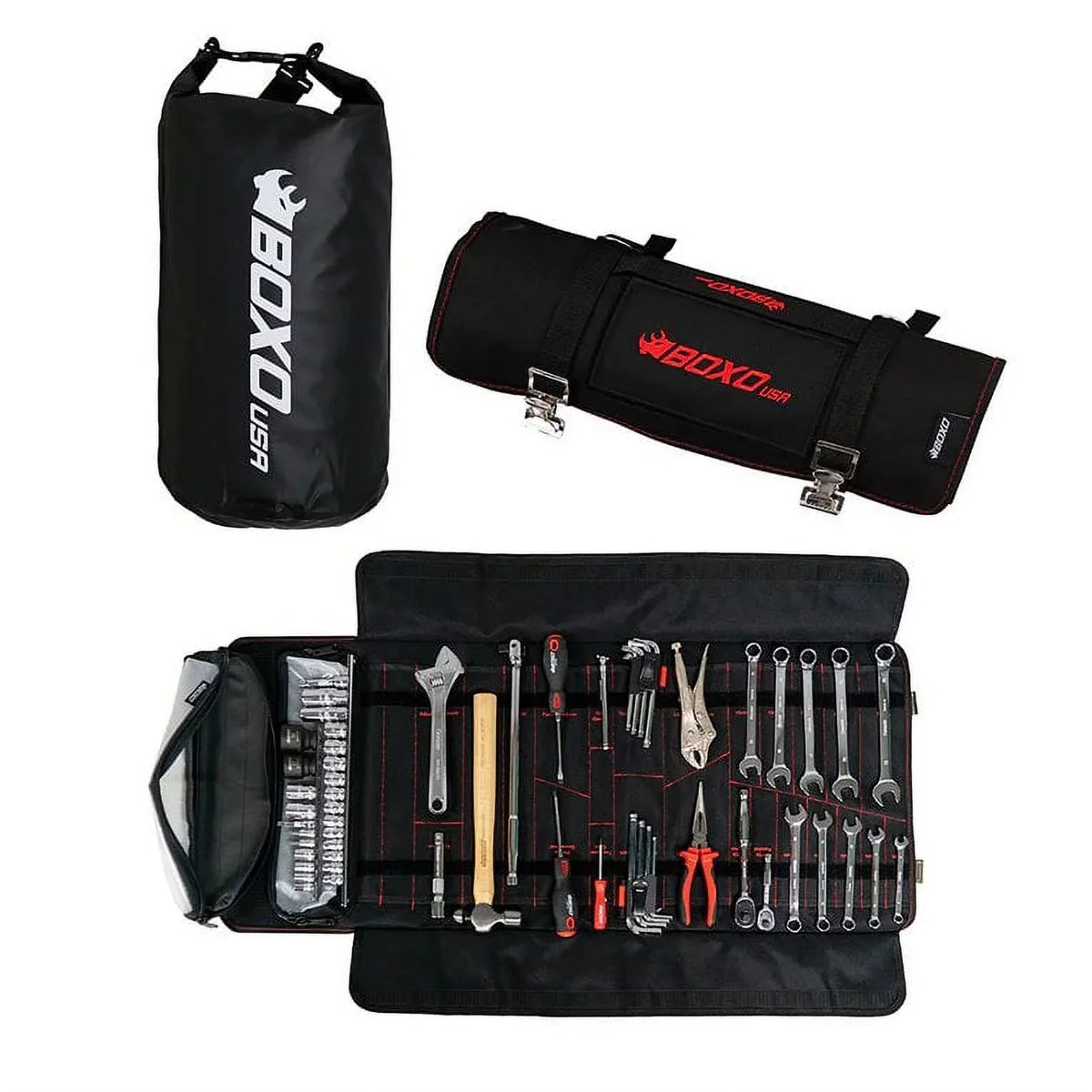 BOXO UTV Tool Roll - Heavy Duty Universal Tool Bag Organizer for Side by Side, RZR, CanAm, UTV, Truck Tool Roll + Dry Bag