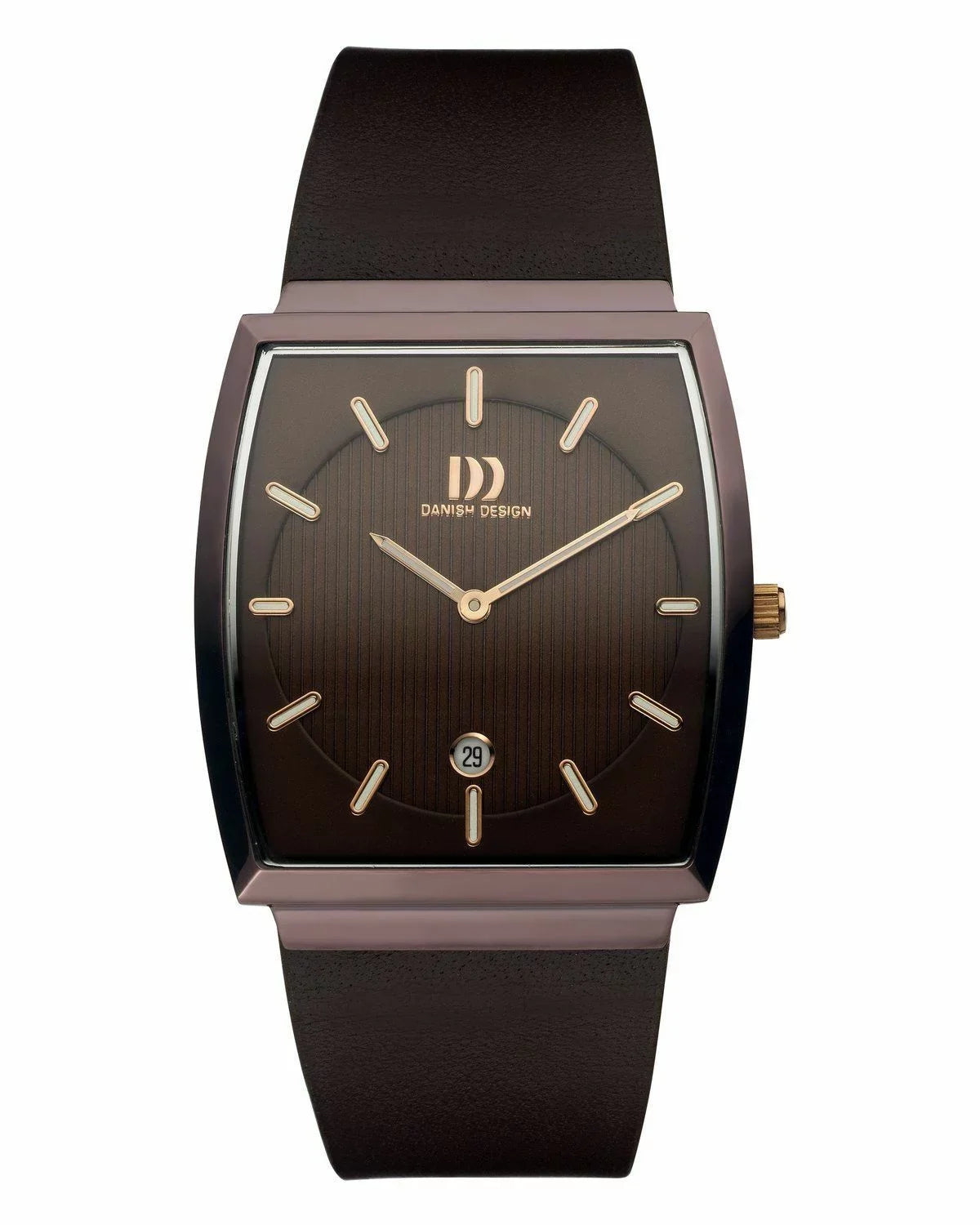 Danish Design IQ17Q900 Stainless Steel Brown Dial Leather Rectangle Men's Watch