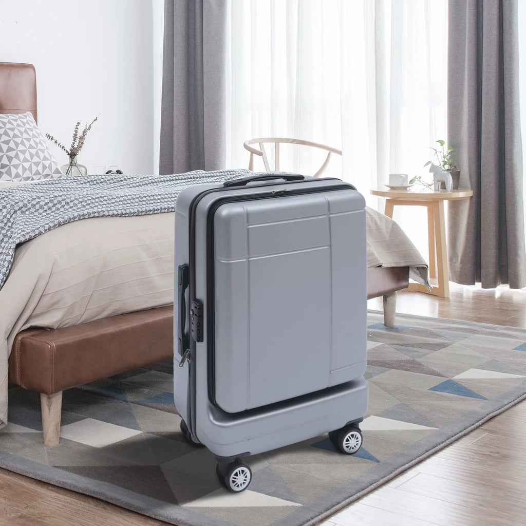 Wuzstar 24" Traveling Luggage PC+ABS Luggage Bags with TSA Lock Durable Spinner Wheels Hardside Carry On Suitcase , Silver