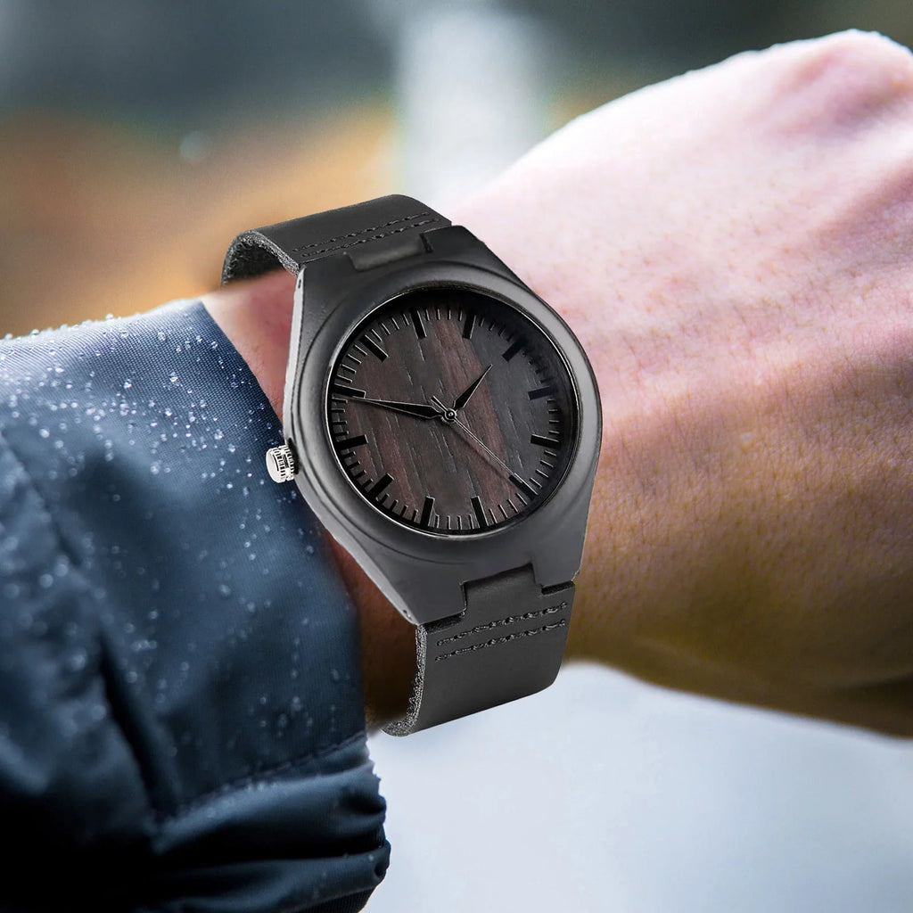 ZiSUGP Custom Name Wood Watch Wooden Quartz Date Display Men's Wristwatch Gift for Men Gw-m5610-1bjf