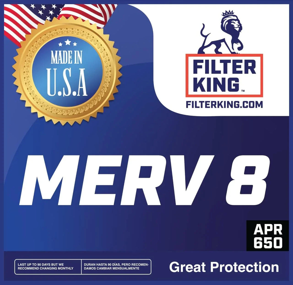 Filter King 13.5x24.5x1a Air Filter | 4-PACK | MERV 8 HVAC Pleated A/C Furnace Filters | MADE IN | Actual Size: 13.5 x 24.5 x .75"