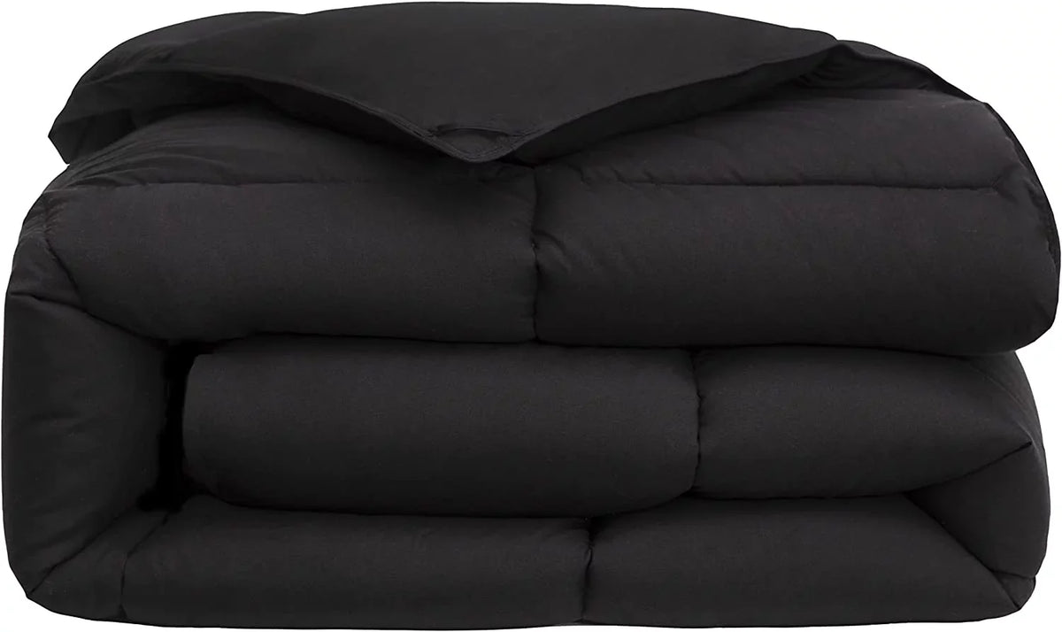 Chezmoi Collection All Season California King Size Down Alternative Comforter - Plush Microfiber Fill - Box Stitch Quilted - Duvet Insert with Corner Tabs (Cal King, Black)