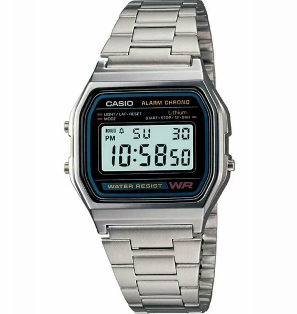 Casio Men's Classic Digital Stainless Steel Watch, with Alarm and Stopwatch, and Auto Calender Features, with a Adjustable Clasp Lock, Water Resistant