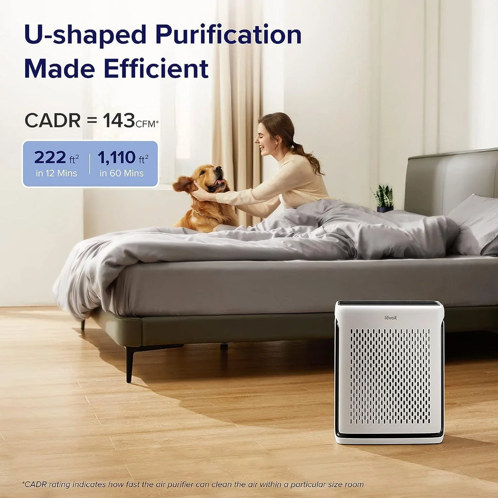 LEVOIT Air Purifiers for Home Large Room Bedroom Up to 1110 Ft² with Air Grade and Light Sensors, Smart WiFi, Washable Filters, HEPA Filter Captures Pet Hair, Allergies, Dust, Smoke, Vital 100S