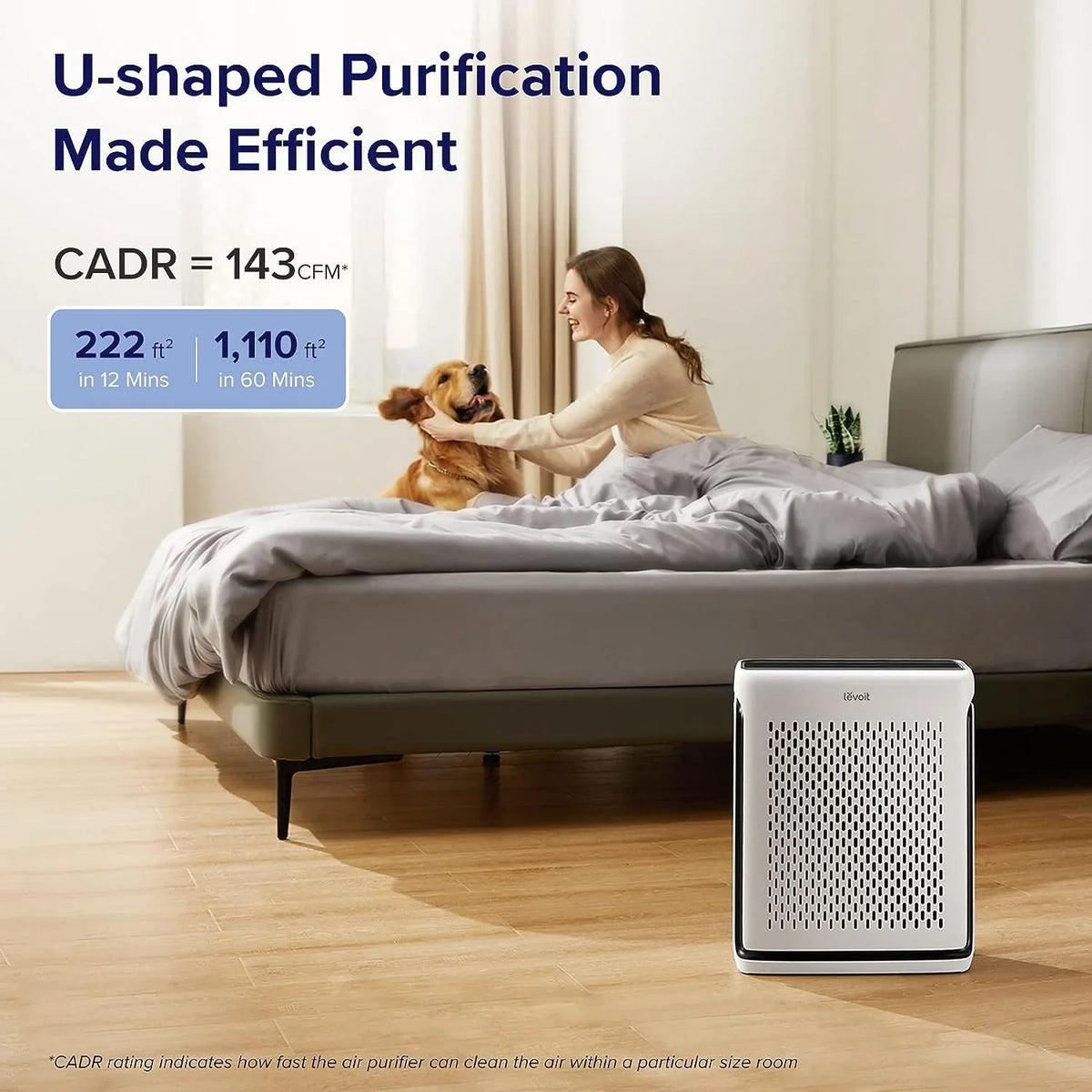 LEVOIT Air Purifiers for Home Large Room Bedroom Up to 1110 Ft² with Air Grade and Light Sensors, Smart WiFi, Washable Filters, HEPA Filter Captures Pet Hair, Allergies, Dust, Smoke, Vital 100S