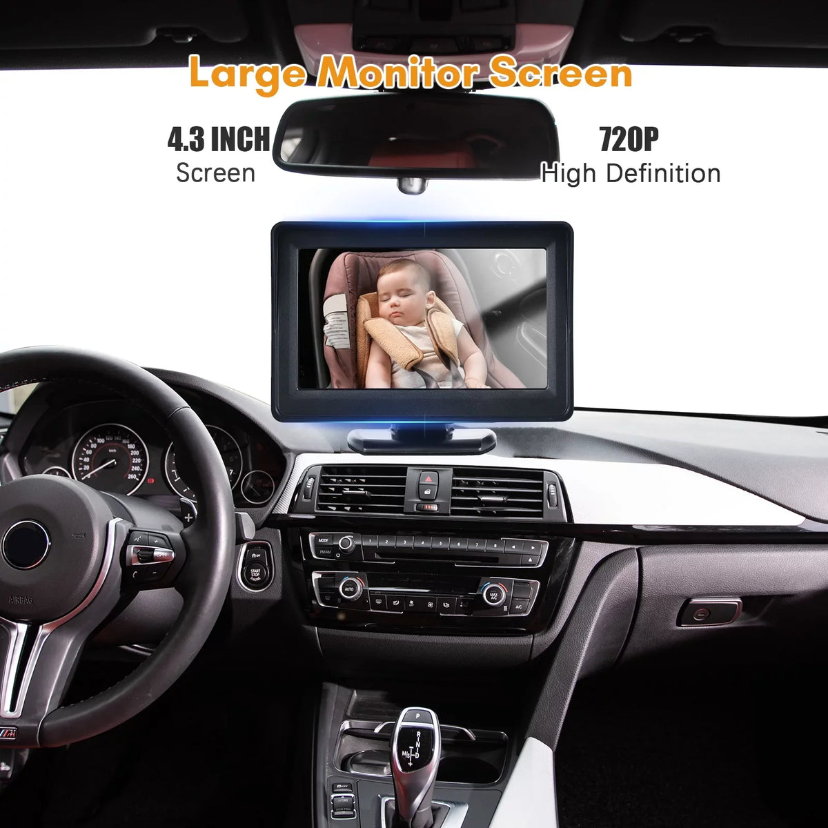 moobody Baby Car Monitor 720P Monitor Camera for Baby Rear Facing Seat 4.3 Inch Car Seat Mirror Display 150° Wide View Night Vision Baby Car Mirror Camera Easy Installation