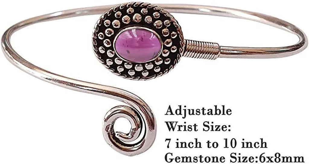 Handmade Cuff For Women, Bohemian Tribal Design Silver Plated Natural Real Red Garnet Gemstone Modern Designer Fashion , Party Boho Jewelry