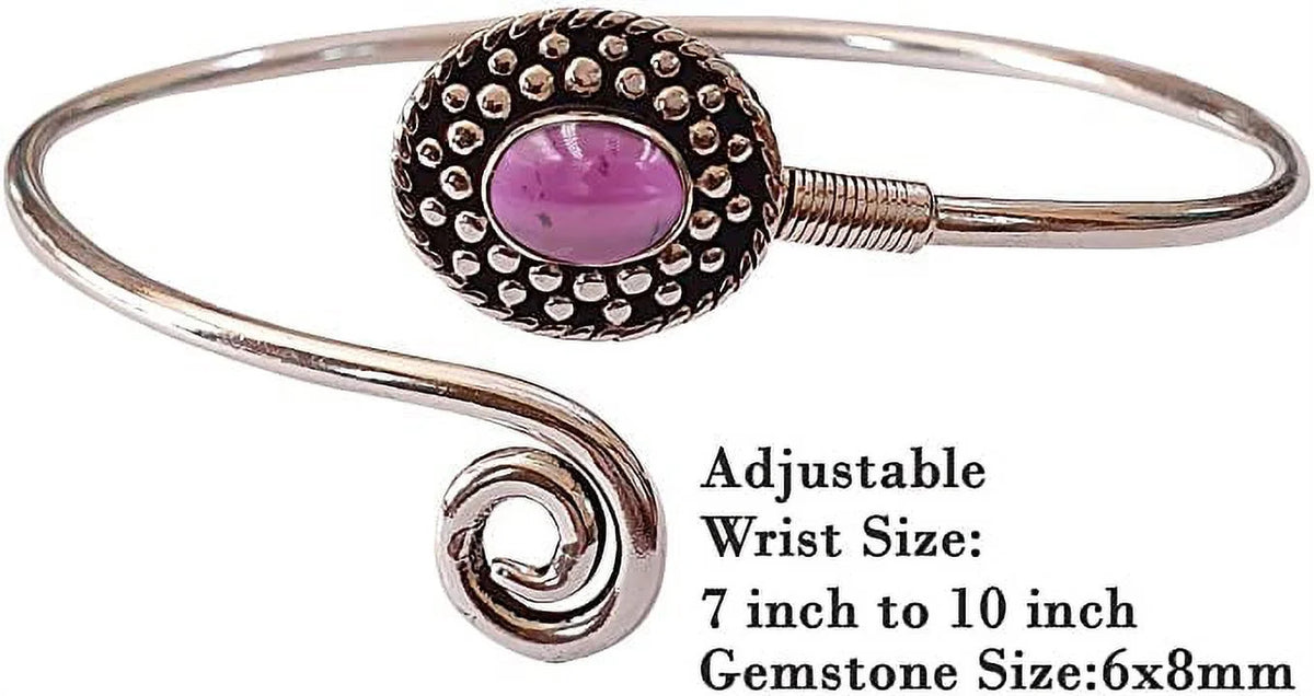 Handmade Cuff For Women, Bohemian Tribal Design Silver Plated Natural Real Red Garnet Gemstone Modern Designer Fashion , Party Boho Jewelry