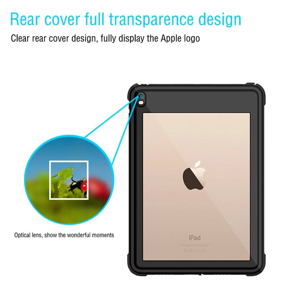 Protection iPad Air 3 Case 2019 Waterproof, iPad Pro 10.5 Case Rugged Full Body Protective Transparent Wrap with Built in Screen Protector Shockproof Case for iPad Air 3 2019/ iPad Pro 10.5 2017,Black