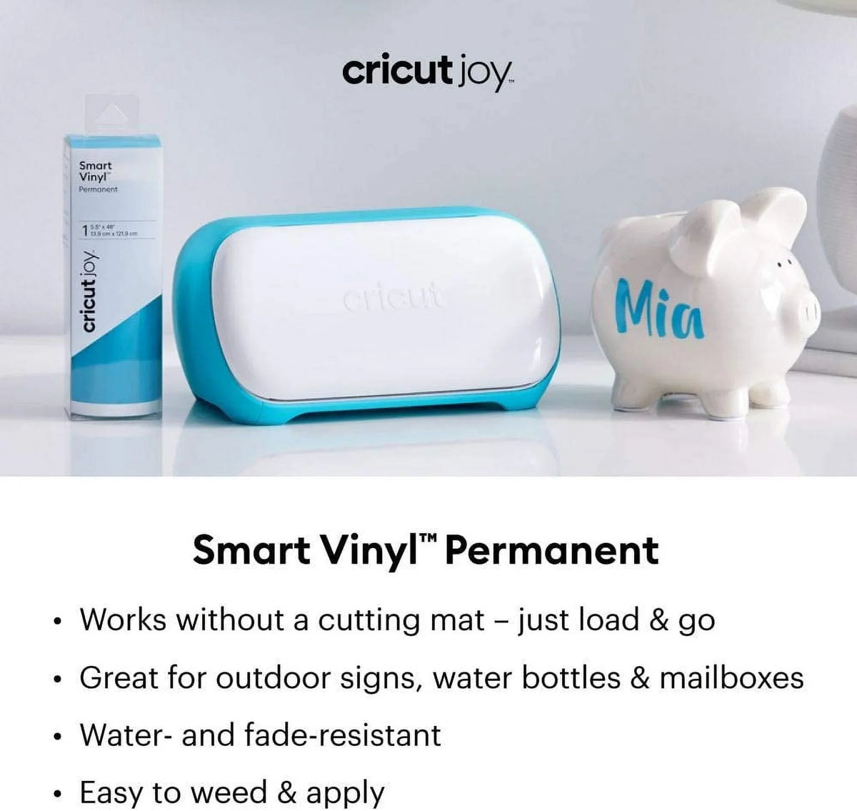 Cricut Smart Permanent Vinyl (5.5in x 120in, Black) for Joy machine - matless cutting for shapes up to 4ft, & repeated cuts up to 20ft