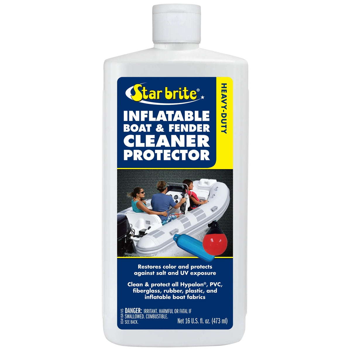STAR BRITE Heavy-Duty Inflatable Ship & Fender Cleaner & Protector - Revitalize and Protect PVC, Hypalon, Neoprene, Rubber, Plastic and All Inflatable Fabrics- 16oz (083416P)
