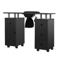 LUXMARS Manicure Table Nail Desk for Technician, Nail Table w/ Electric Dust Collector & Wrist Rest Cushion, Acetone Resistant Nail Table Station w/Lockable Wheels & Drawers & Cabinet - Black