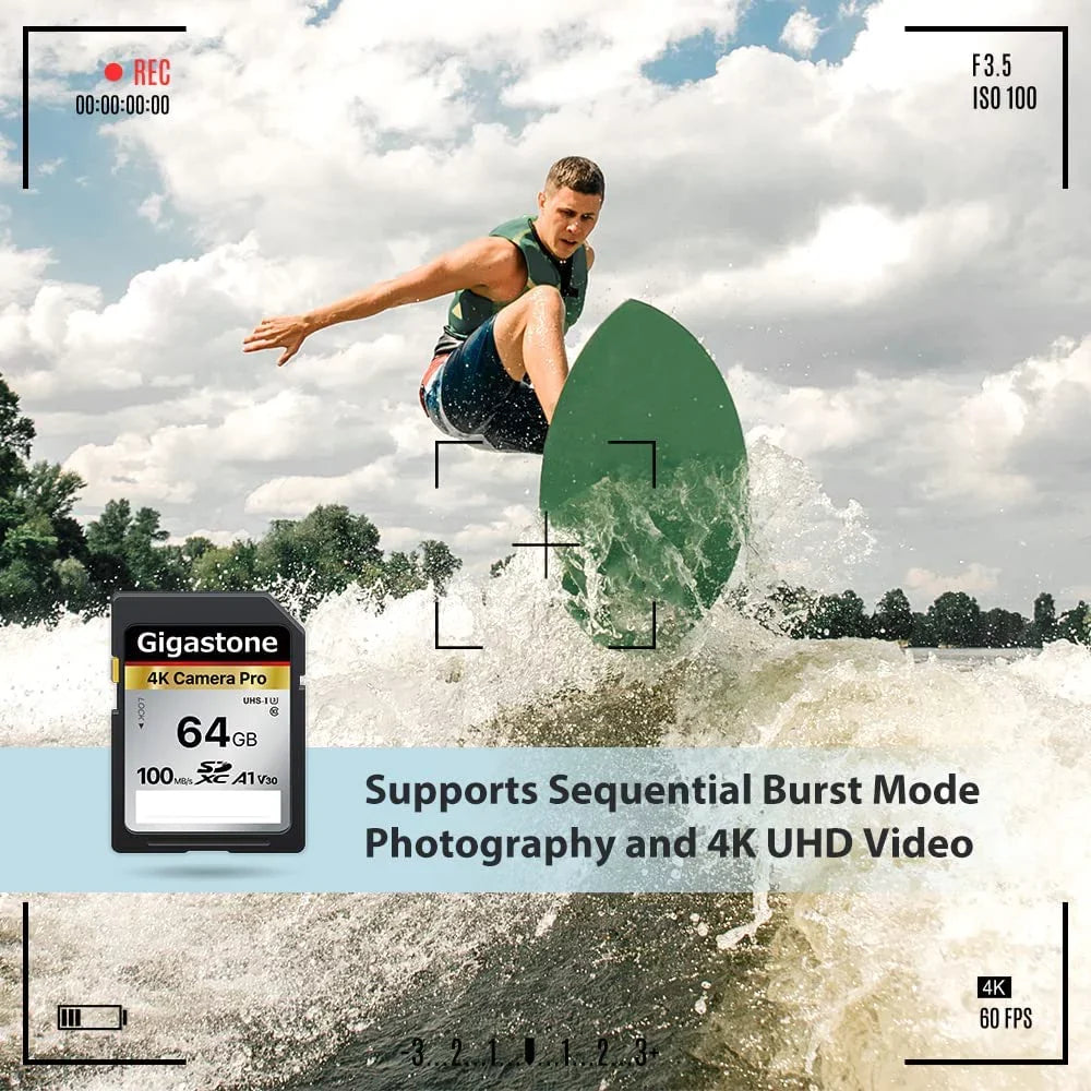 Gigastone 64GB 5-Pack SD Card V30 SDXC Memory Card High Speed 4K Ultra HD UHD Video Compatible with Canon Nikon Sony Pentax Kodak Olympus Panasonic Digital Camera, with 5 Mini Cases-GS-SD-64GB-2-5PK-B
