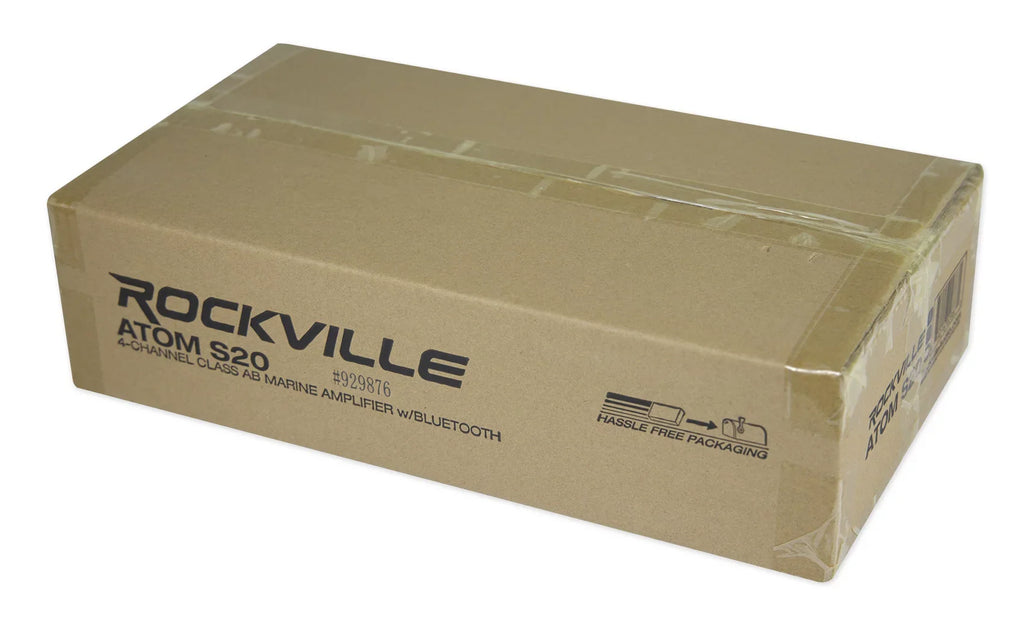 Rockville ATOM S20 4 Channel Bluetooth Amplifier w/Volt Meter+Mic For ATV/UTV