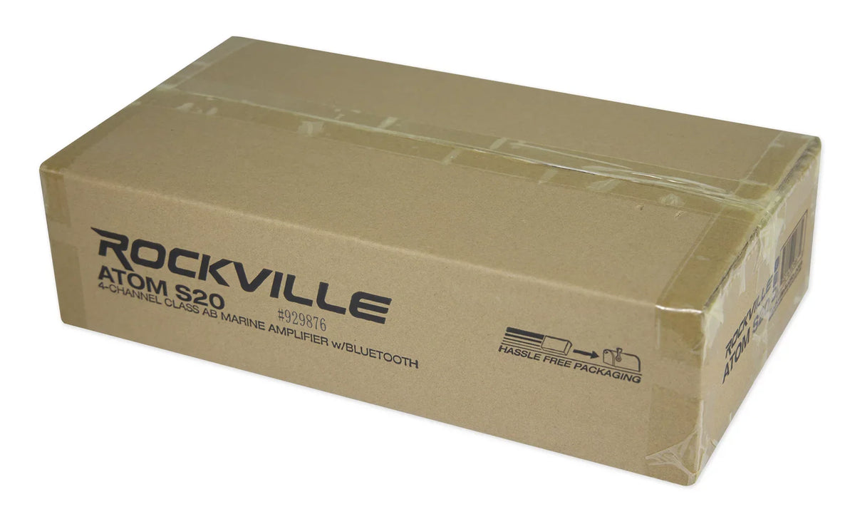 Rockville ATOM S20 4 Channel Bluetooth Amplifier w/Volt Meter+Mic For ATV/UTV