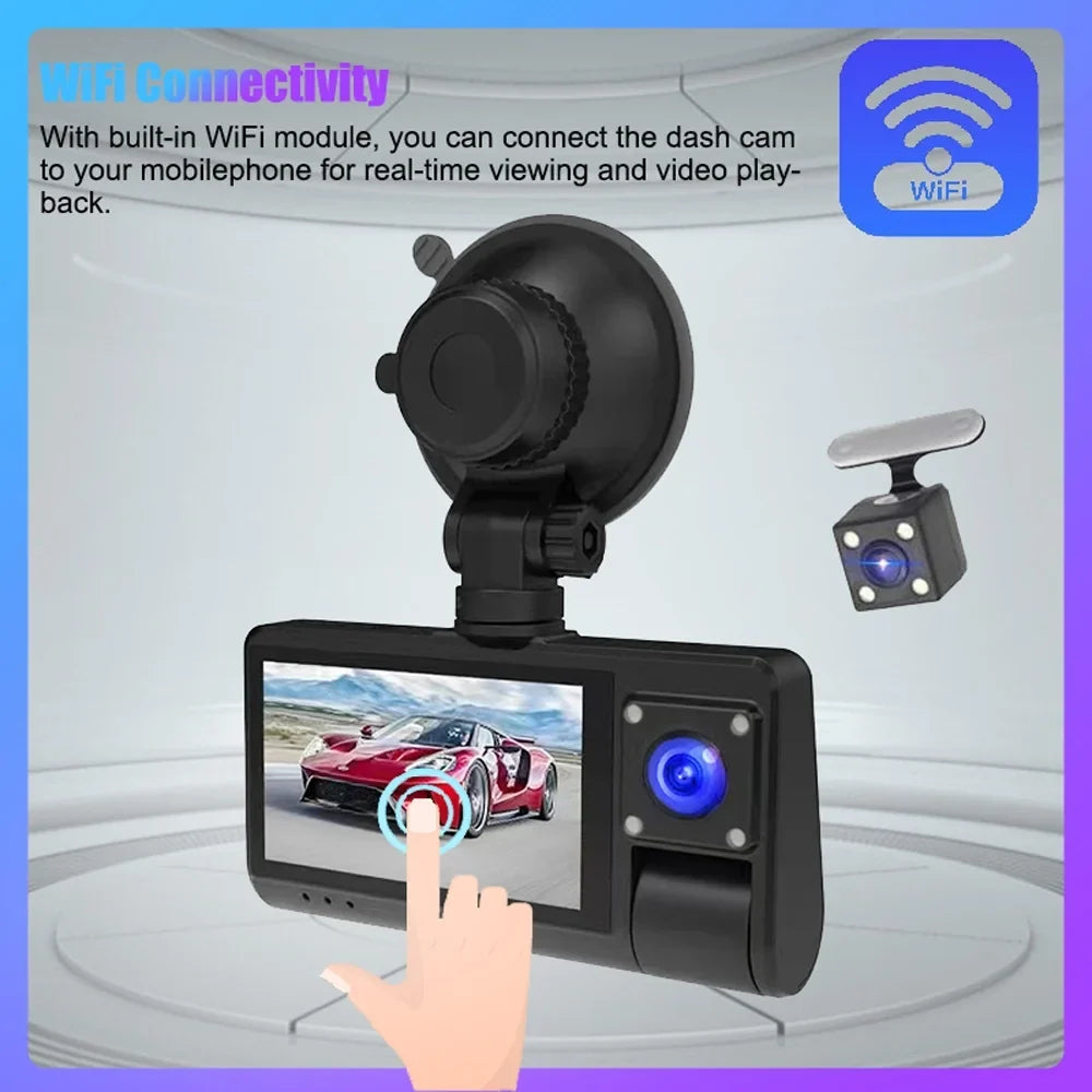 Walmeck Dash Cam, Car Camera Recorder with Touched Screen Mirror, WIFI Interconnection for Enhanced Auto Safety Monitoring