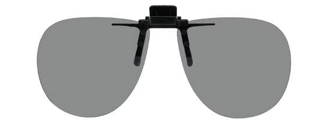 Polarized Clip-on Flip-up Plastic Sunglasses - Aviator - 58mm Wide X 52mm High (134mm Wide) - Polarized Grey Lenses