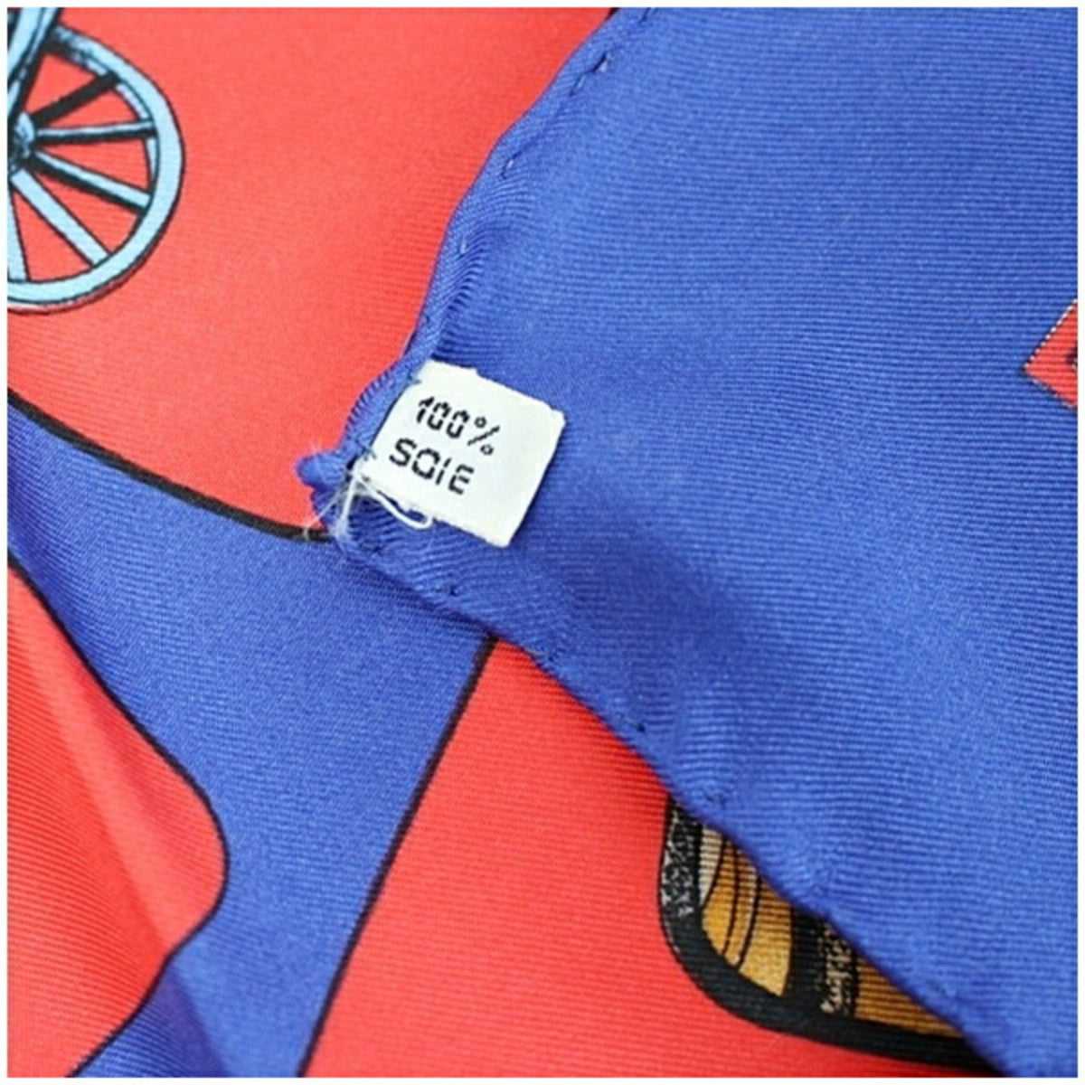 Pre-Owned Hermes Silk Scarf Muffler CARROSSERIE (Spiral Carriage) Red x Blue HERMES Women's (Good)