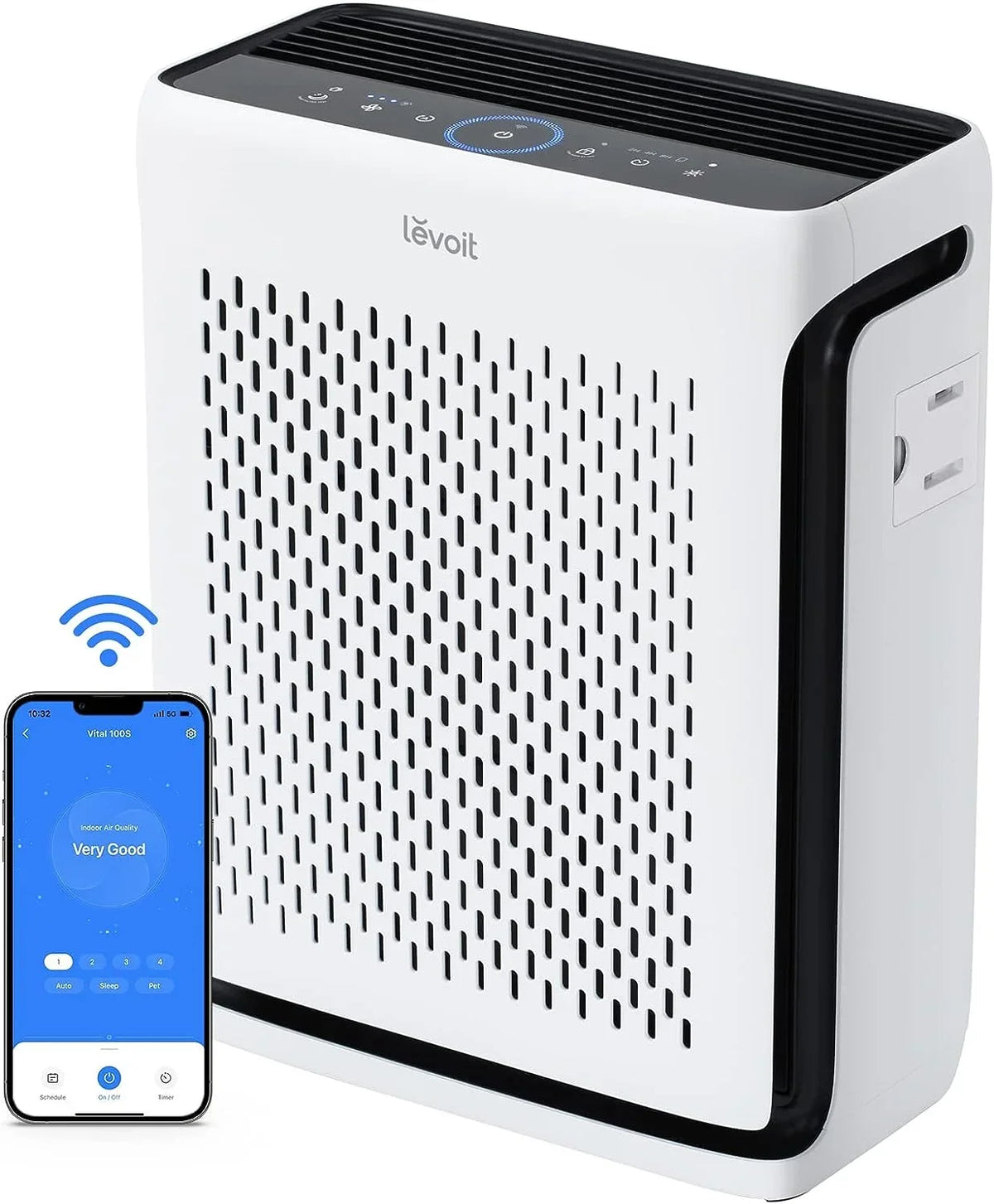LEVOIT Air Purifiers for Home Large Room Bedroom Up to 1110 Ft² with Air Grade and Light Sensors, Smart WiFi, Washable Filters, HEPA Filter Captures Pet Hair, Allergies, Dust, Smoke, Vital 100S