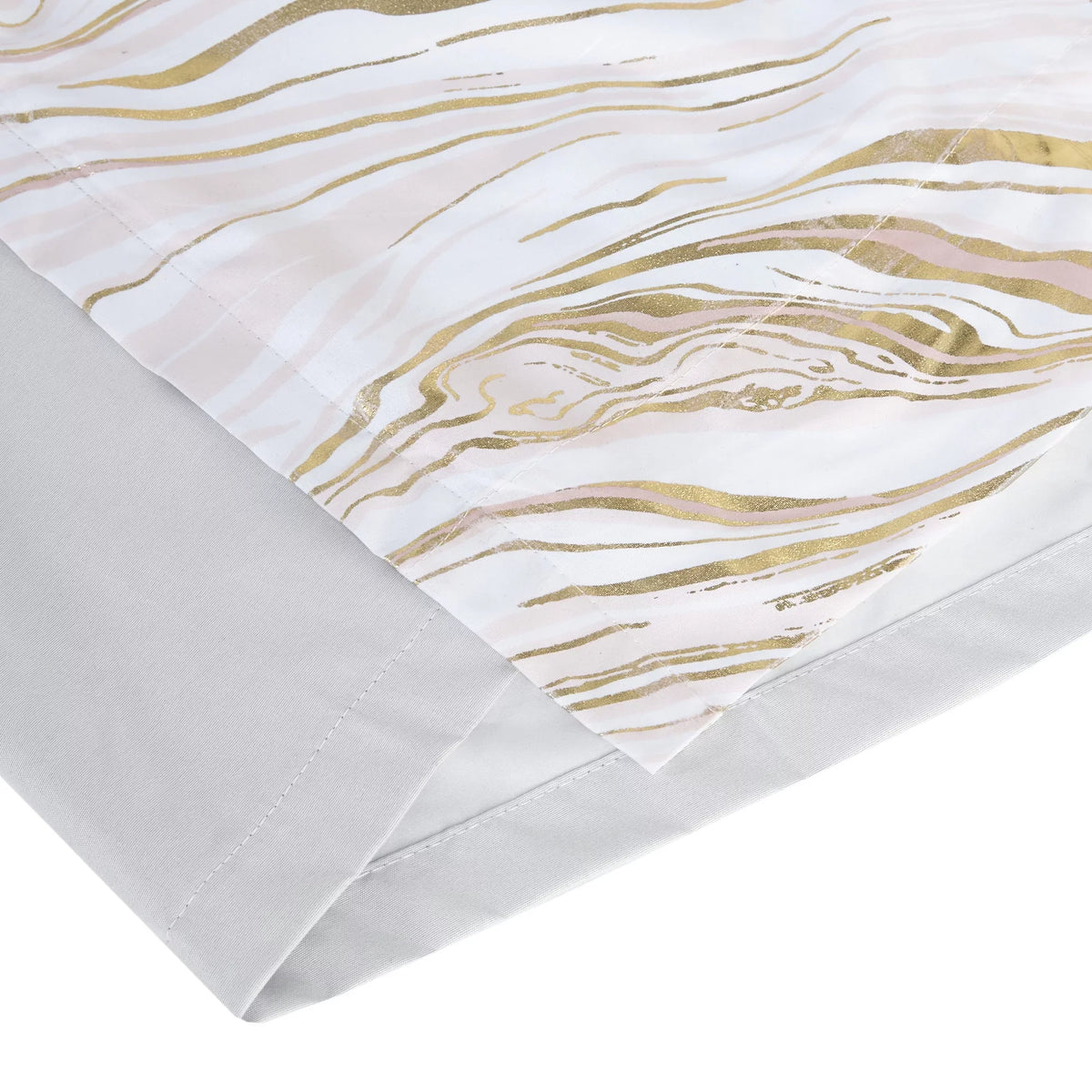 Intelligent Design Rebecca Grommet Top Printed Marble Metallic Total Blackout Curtain, Blush/Gold, 50x84"