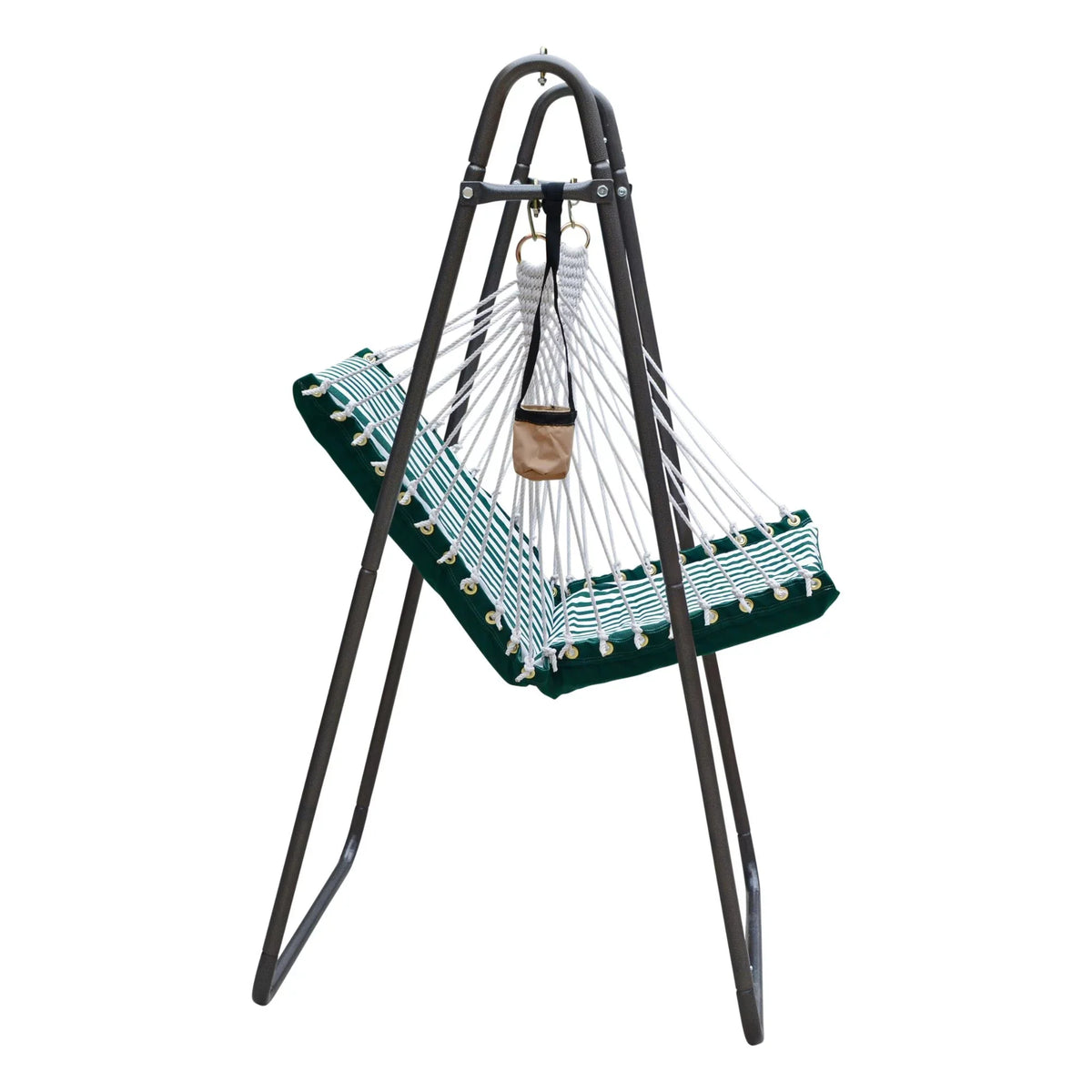 The Hamptons Collection 64" Green and White Acrylic Soft Comfort Hammock Chair with Stand