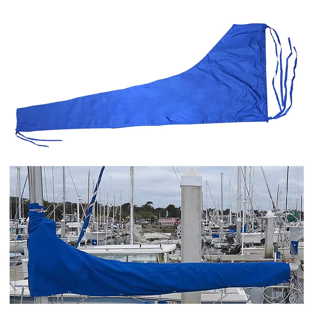 600D Mainsail Wrap , Dustproof Wrap Sail Protection Snow Shield Adjustable Strap Thickened Oxford Cloth Blue , 12 FT 11 to 12 FT