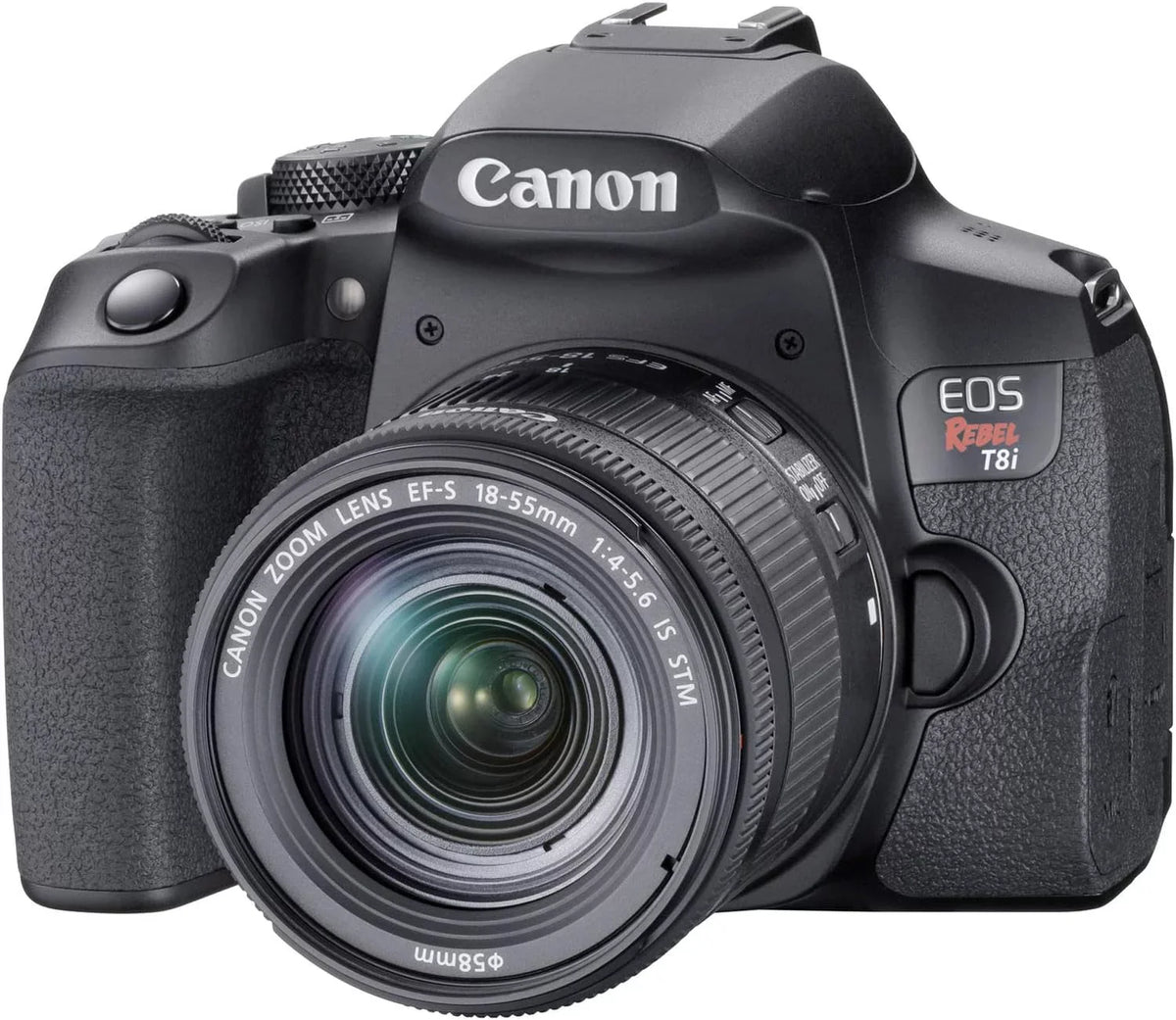 Camera Bundle for Canon EOS Rebel T8i DSLR Camera with EF-S 18-55mm f/4-5.6 IS STM Lens and Accessories Kit (64GB, Hand Grip Tripod, Flash, and More)