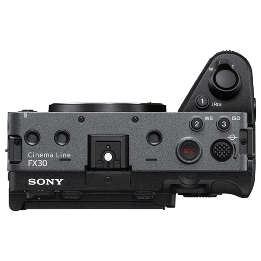Sony FX30 Digital Cinema Camera + 2 Pack 128GB Memory Card + Backpack + Tripod + ZeeTech Cloth