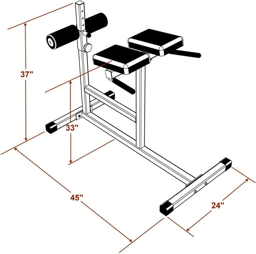 DF404 Hyperextension Bench Chair – 400 LBS Capacity – Fully Adjustable Hyper Extension Back Exercise Fitness Station For Strength Training By