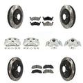 Transit Auto Front Rear Disc Brake Coated Caliper Drilled Slotted Rotors And Semi-Metallic Pads Kit (10Pc) For 2010-2017 Ford Expedition Lincoln Navigator KCD-100310S