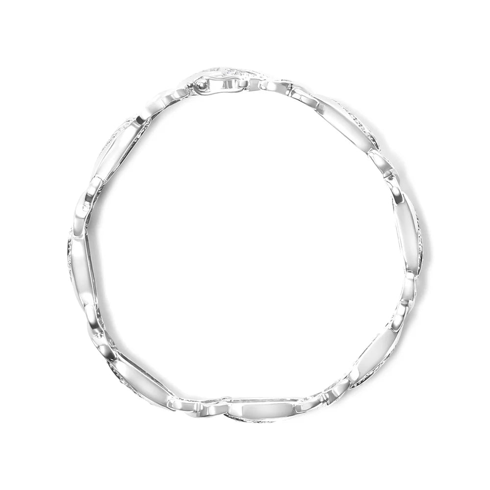 Haus of Brilliance .925 Sterling Silver 1 3/4 Cttw Womens Round cut Box Clasp Diamond Wave and X Link Tennis (I-J Color, I3 Clarity) - 7"