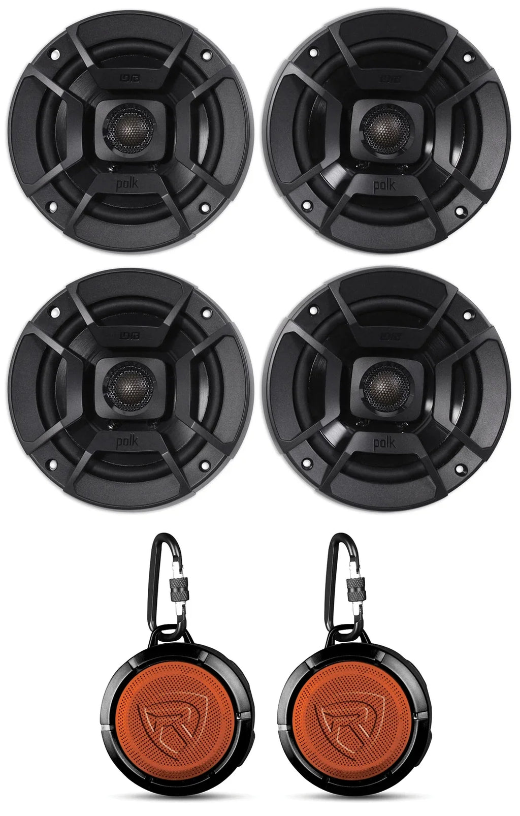 (2) Polk Audio DB522 5.25" 600w Car Audio Craft Speakers Bundle with (2) Rockville RPB1 10 Watt