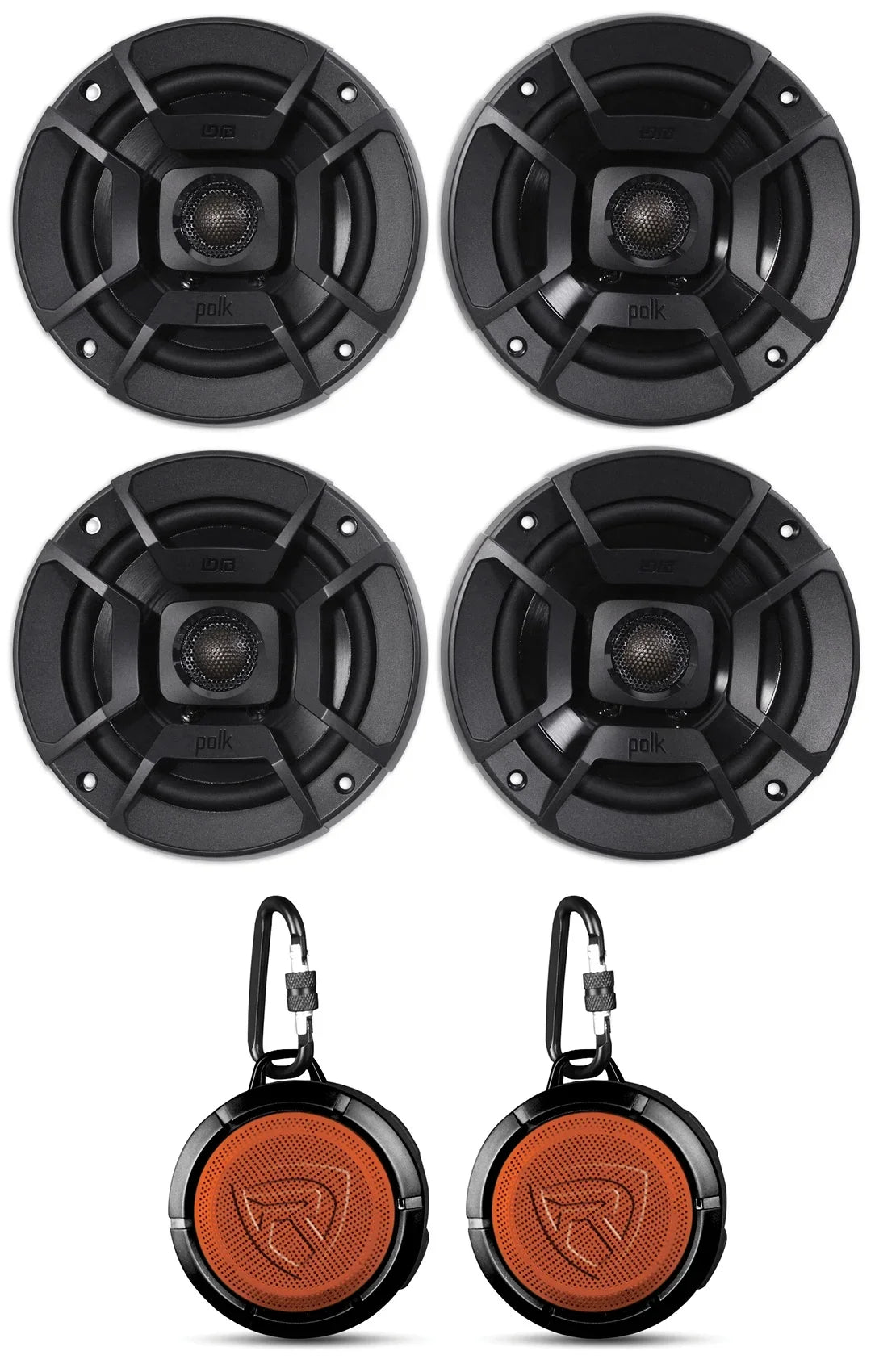 (2) Polk Audio DB522 5.25" 600w Car Audio Craft Speakers Bundle with (2) Rockville RPB1 10 Watt