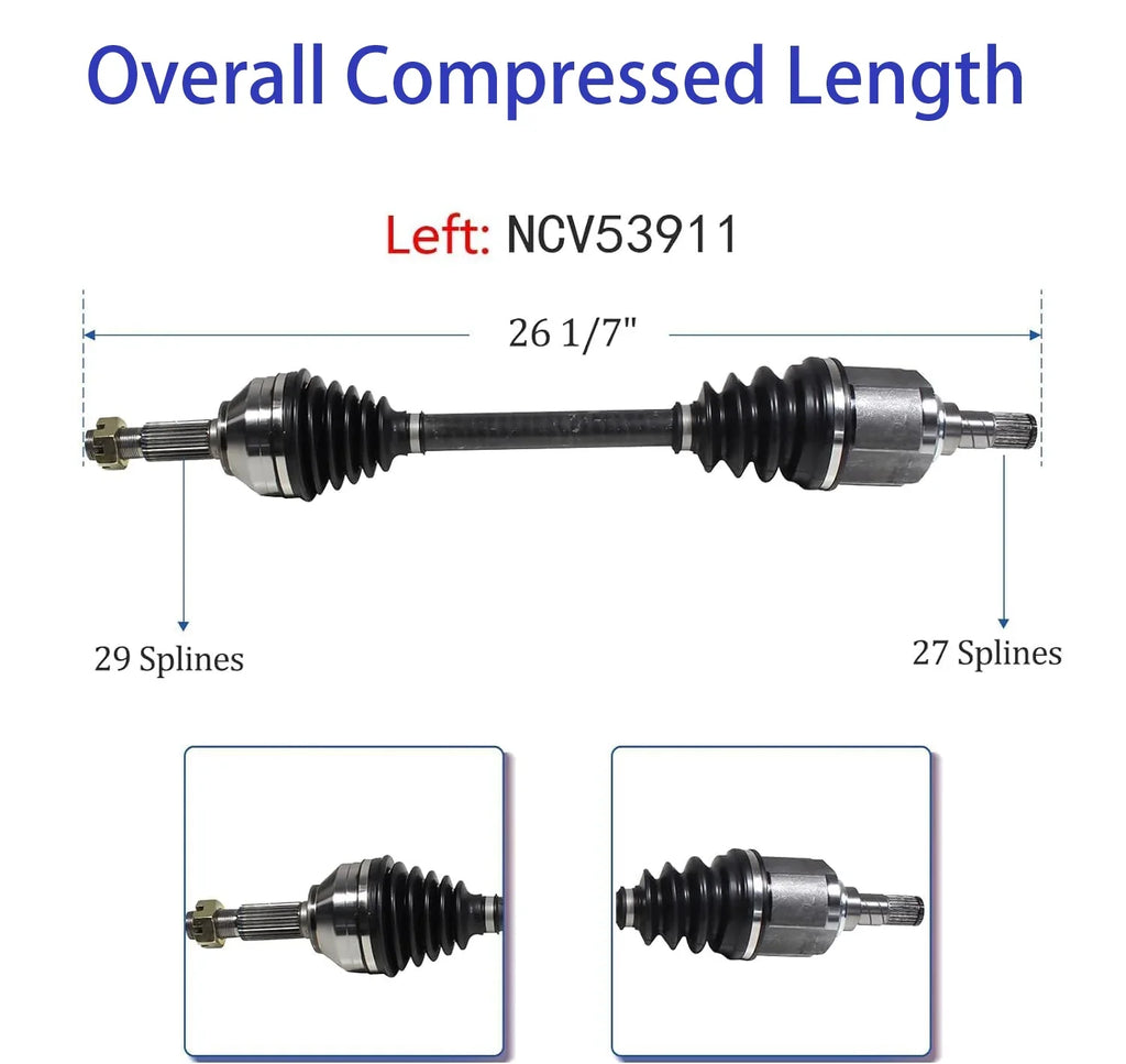 MAXFAVOR Pair CV Axle Joint Assembly Front For 2007-2015 Nissan Altima, Rogue, Rogue Select Auto CVT Trans 2.5L NCV53911, NCV53912