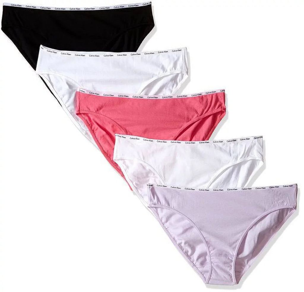 Calvin Klein Women's Cotton Stretch Logo Bikini Panty 5 Pack, Pink Purple, XL