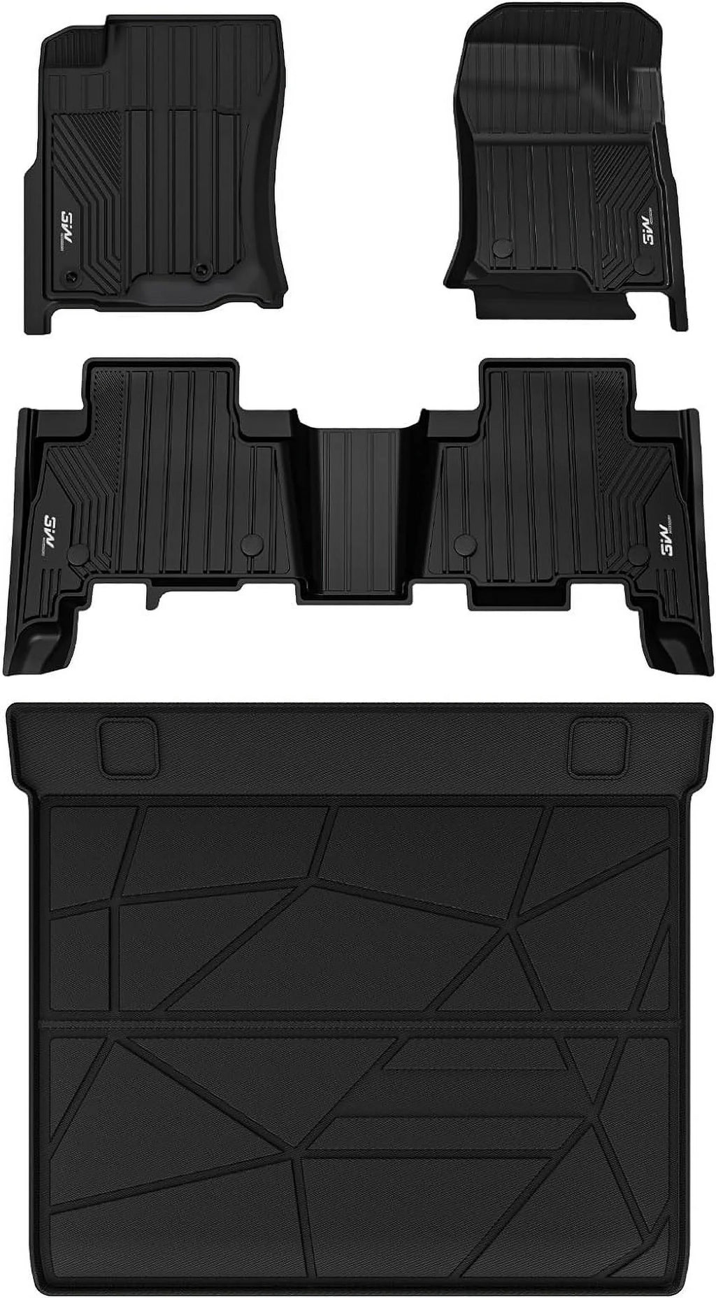 3W Floor Mats & Cargo Liner For Fit Toyota 4Runner 2013-2024/Lexus GX460 2014-2022 Custom Fit Floor Liners and Trunk Mat for 5 Seat 4Runner & GX460) 1st & 2nd Row Full Set Black Car Mats