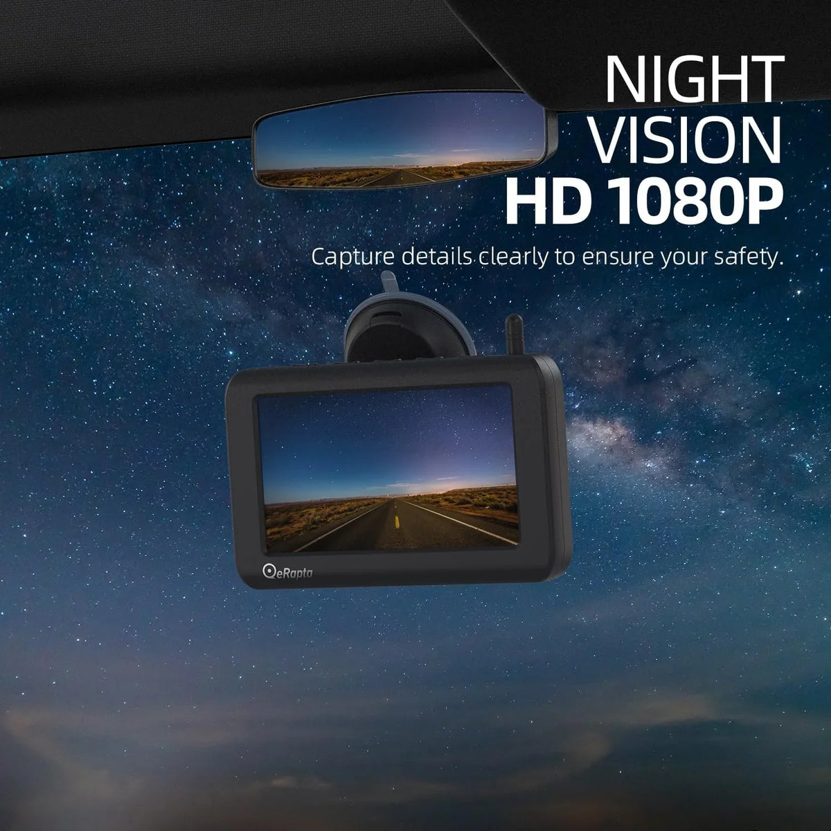 eRapta Magnetic Solar Wireless Backup Camera 5'' Monitor HD 1080P Waterproof No Drilling 1 Min DIY Installation X5